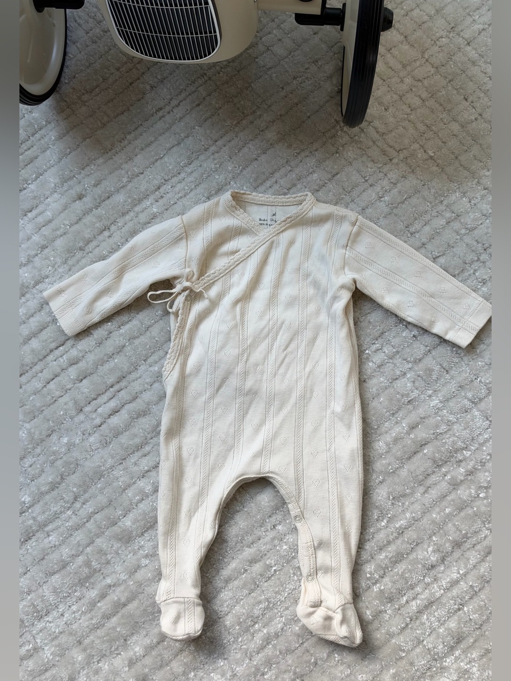 Soft Cream Wrap-Front Footed One-Piece for Kids